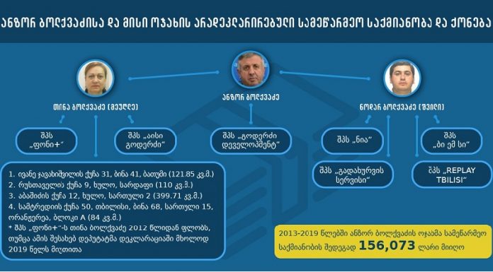 TI: ანზორ ბოლქვაძეს ოჯახის საკუთრებაში არსებული 4 ქონება და სამეწარმეო საქმიანობაში მონაწილეობის 7 ფაქტი არ აქვს მითითებული