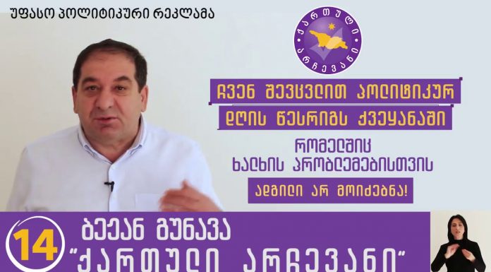საარჩევნო სუბიექტის – “ბეჟან გუნავა – ქართული არჩევანი” – საარჩევნო კლიპები და პლაკატები